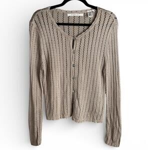 Vintage 90s Ballinger Gold Beige Classic Knit Cardigan